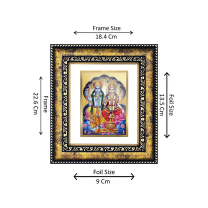 DIVINITI 24K Gold Plated Vishnu Laxmi Religious Photo Frame Idol for Home & Office Decor, Wall Hanging, Workshop, Table Top, Gift|DG113 Size 2 (22.6x18.4 CM)