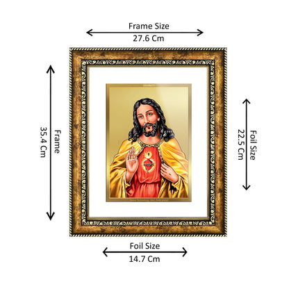 DIVINITI 24K Gold Plated Jesus Wall Photo Frame for Home Decor, Wall Hanging, Table Top, Puja Room & Gift DG113S3 (27.6X35.4 CM)