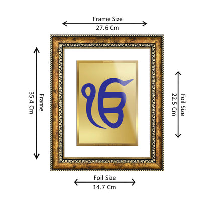 DIVINITI 24K Gold Plated Ek Omkar Wall Photo Frame for Home Decor, Wall Hanging, Table Top, Puja Room & Gift DG113S3 (27.6X35.4 CM)