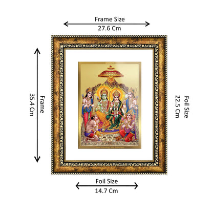 DIVINITI 24K Gold Plated Ram Darbar Wall Photo Frame for Home Decor, Wall Hanging, Table Top, Puja Room & Gift DG113S3 (27.6X35.4 CM)