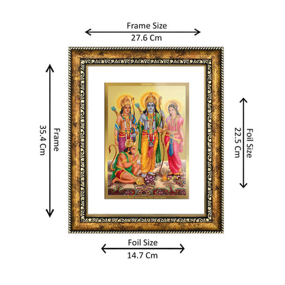 DIVINITI 24K Gold Plated Ram Darbar Wall Photo Frame for Home Decor, Wall Hanging, Table Top, Puja Room & Gift DG113S3 (27.6X35.4 CM)