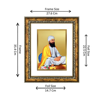 DIVINITI 24K Gold Plated Guru Tegh Bahadur Ji Wall Photo Frame for Home Decor, Wall Hanging, Table Top, Puja Room & Gift DG113S3 (27.6X35.4 CM)