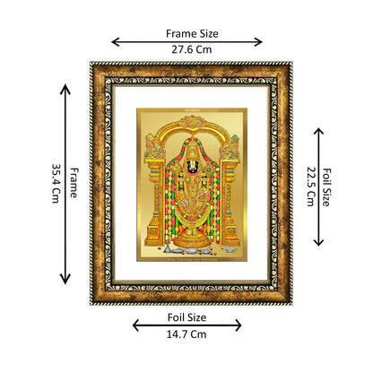 DIVINITI 24K Gold Plated Tirupati Balaji Wall Photo Frame for Home Decor, Wall Hanging, Table Top, Puja Room & Gift DG113S3 (27.6X35.4 CM)