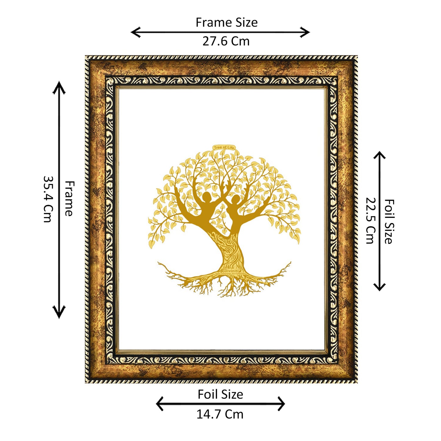 Diviniti 24K Gold Plated Tree of Life Photo Frame For Home Decor & Wall Hanging, Table Top, Puja Room & Gift DG113S3 (27.6X35.4 CM)