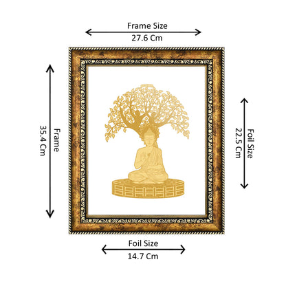 Diviniti 24K Gold Plated Bodhi Tree Photo Frame for Home Décor, Wall Hanging, Living Room, Hall, Guest Room, Showpiece & Gift DG113S3 (27.6X35.4 CM)