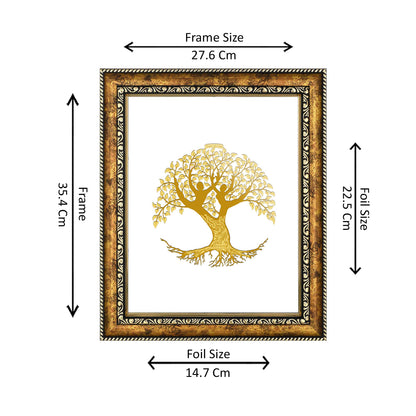 Diviniti 24K Gold Plated Tree of Life Photo Frame for Home Décor, Wall Hanging, Living Room, Hall, Guest Room, Showpiece & Gift DG113S3 (27.6X35.4 CM)