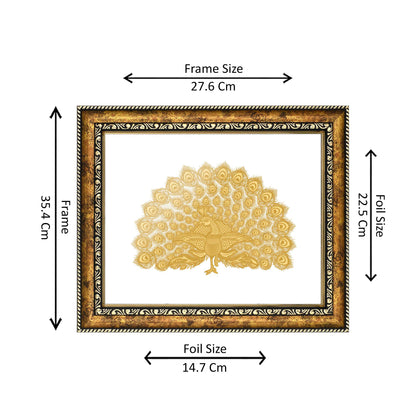 Diviniti 24K Gold Plated Peacock Photo Frame for Home Décor, Wall Hanging, Living Room, Hall, Guest Room, Showpiece & Gift DG113S3 (27.6X35.4 CM)