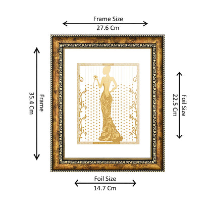 Diviniti 24K Gold Plated Lady Photo Frame for Home Décor, Wall Hanging, Living Room, Hall, Guest Room, Showpiece & Gift DG113S3 (27.6X35.4 CM)