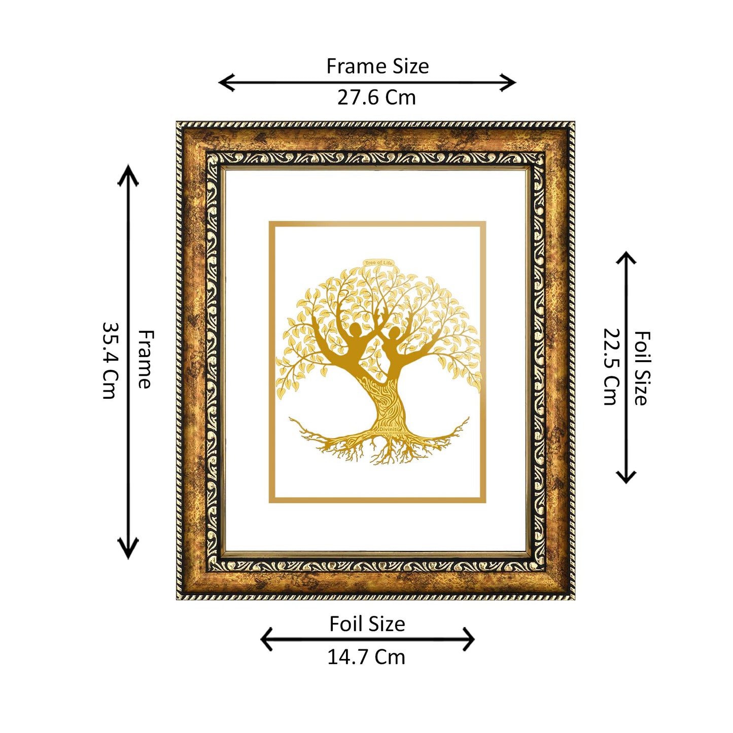 Diviniti 24K Gold Plated Tree of Life Photo Frame for Home Décor, Wall Hanging, Living Room, Hall, Guest Room, Showpiece & Gift DG113S3 (27.6X35.4 CM)