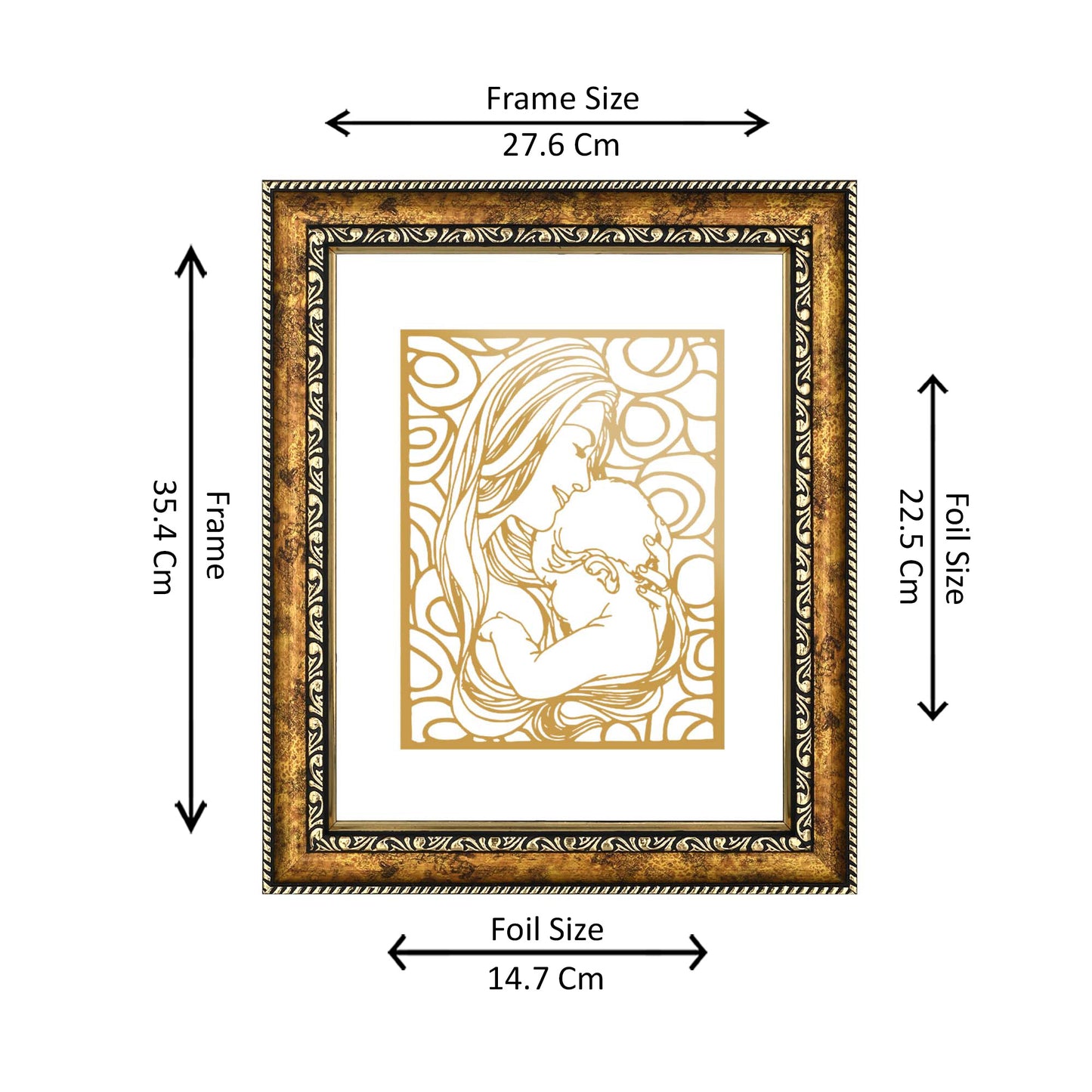 Diviniti 24K Gold Plated Mother Love Photo Frame for Home Décor, Wall Hanging, Living Room, Hall, Guest Room, Showpiece & Gift DG113S3 (27.6X35.4 CM)