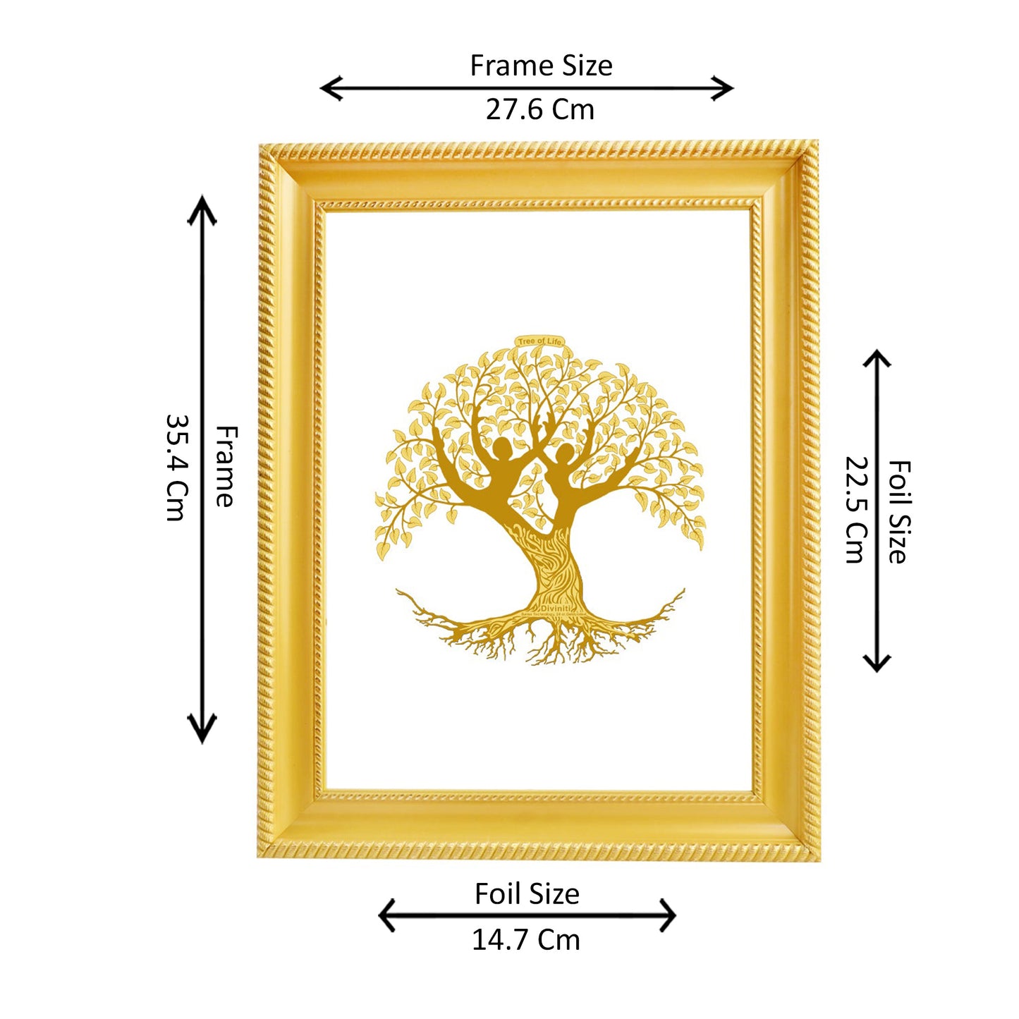 Diviniti 24K Gold Plated Tree of Life Photo Frame For Home Decor & Wall Hanging, Table Top, Puja Room & Gift DG056S3 (27.6X35.4 CM)