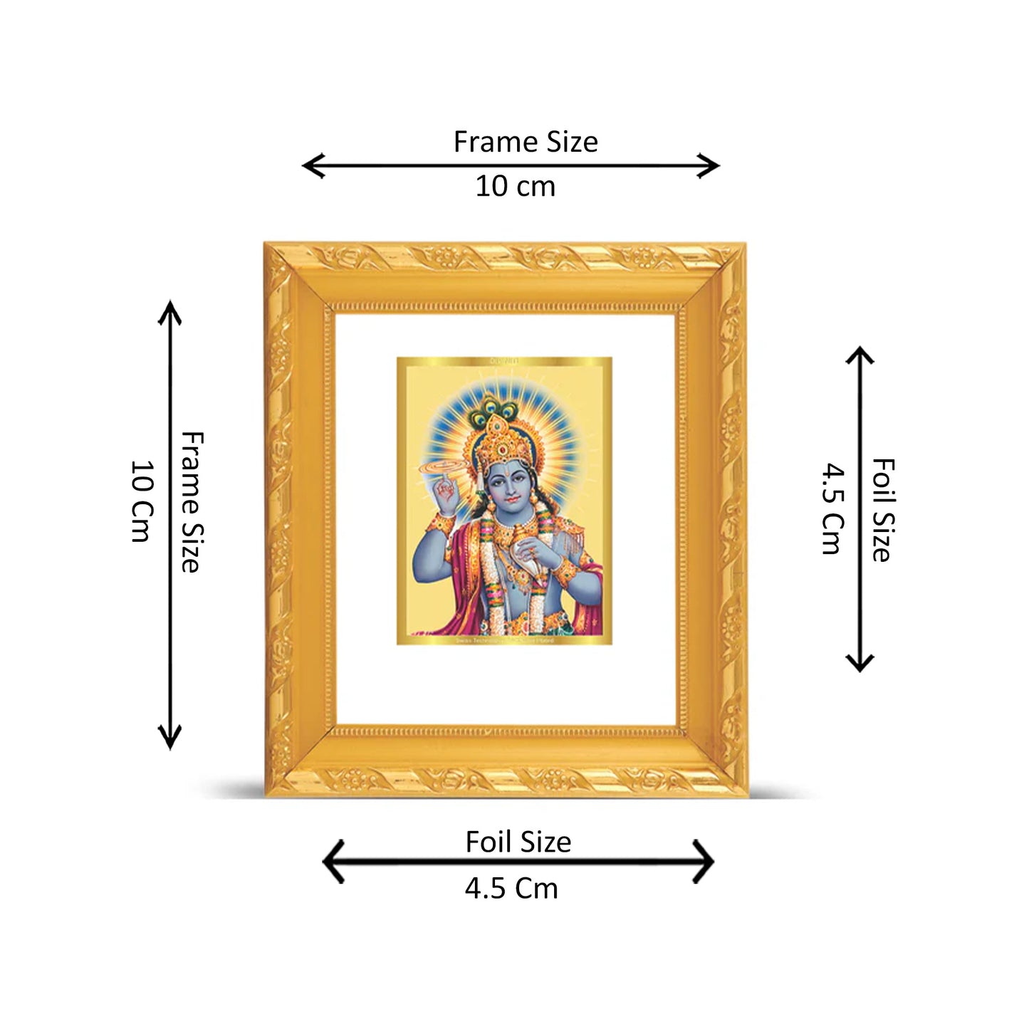 DIVINITI 24K Gold Plated Foil Lord Krishna Classic Photo Frame for Home & Office Wall Decor, Workshop, Luxurious Gifts|DGS1A (10x10 CM)