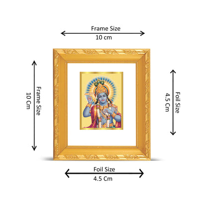 DIVINITI 24K Gold Plated Foil Lord Krishna Classic Photo Frame for Home & Office Wall Decor, Workshop, Luxurious Gifts|DGS1A (10x10 CM)