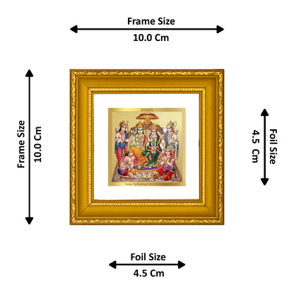 DIVINITI 24K Gold Plated Lord Ram Darbar Wooden Modern Photo Frame Idol for Wall Hanging, Home Decor, Puja Room, Premium Gifts | DG101S1A (10x10 CM)