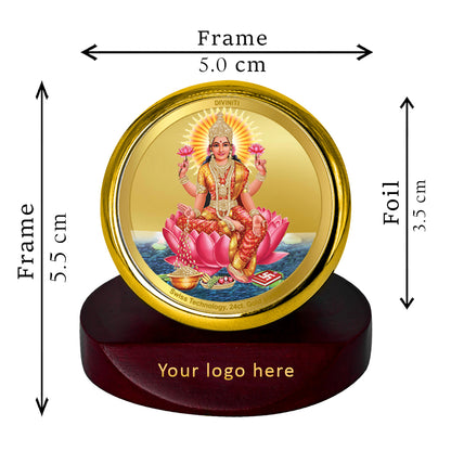 Diviniti 24K Gold Plated Lakshmi Photo Frame for Car Dashboard, Home Decor, Table Top, Puja Room Worship and Festival Gift MCF1CGOLD (5.5x5 CM)