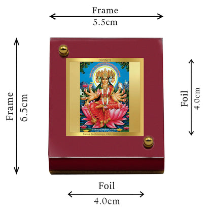 Diviniti 24K Gold Plated Gayatri Mata Frame For Car Dashboard, Home Decor, Table Top, Puja, Gift (5.5 x 6.5 CM)