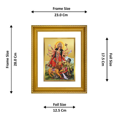 DIVINITI Durga DG 2.5 Gold Plated Photo Frame, 24K Double sided Gold Plated Pendant 18 MM and Classic Sandalwood Incense Sticks For Navratri Festival Prayer & Auspicious Occasion (Combo Pack)