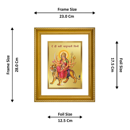 DIVINITI Durga Mantra DG 2.5 Gold Plated Photo Frame, 24K Double sided Gold Plated Pendant 18 MM and OMG Sandalwood Incense Sticks For Navratri Festival Prayer & Auspicious Occasion (Combo Pack)