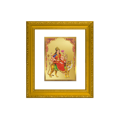 DIVINITI 24K Gold Plated Foil Chandraghanta Mata Wall Photo Frame Religious Photo Frame Idol for Home & Office Decor Prayer, Gifts Items DG 101 Size 1 (15.3x14.9 CM)