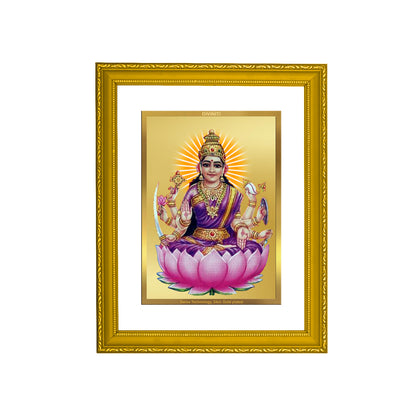 DIVINITI 24K Gold Plated Vijaya Lakshmi Modern Photo Frame Idol for Puja Room, Home Wall Decor, Workshop, Table Top, Premium Gift|DG101 Size 2 (22.6x18.4 CM)