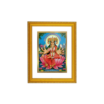 DIVINITI 24K Gold Plated Foil Gayatri Mata Wooden Photo Frame Idol for Home Wall Decor, Workshop, Puja Room, Traditional Gift | DG101 Size 2 (22.6x18.4 CM)