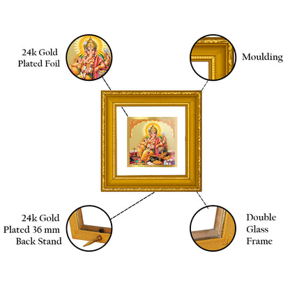 DIVINITI 24K Gold Plated Foil Lord Ganesha Wooden Traditional Wall Photo Frame Idol for Puja Room,  Home Decor, Table Top, Premium Gifts | DG101S1A (10x10 CM)