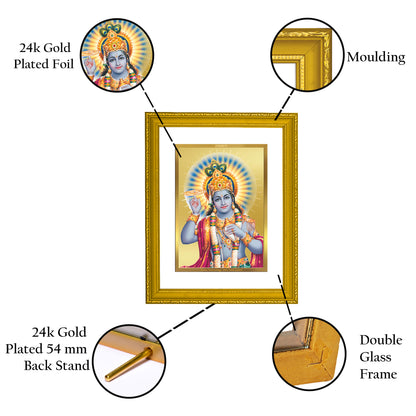 DIVINITI 24K Gold Plated Lord Vishnu Photo Frame Idol for Home Decor, Puja Room, Table Top, Wall Hanging, Workshop, Gift|DG101 Size 2 (22.6x18.4 CM)