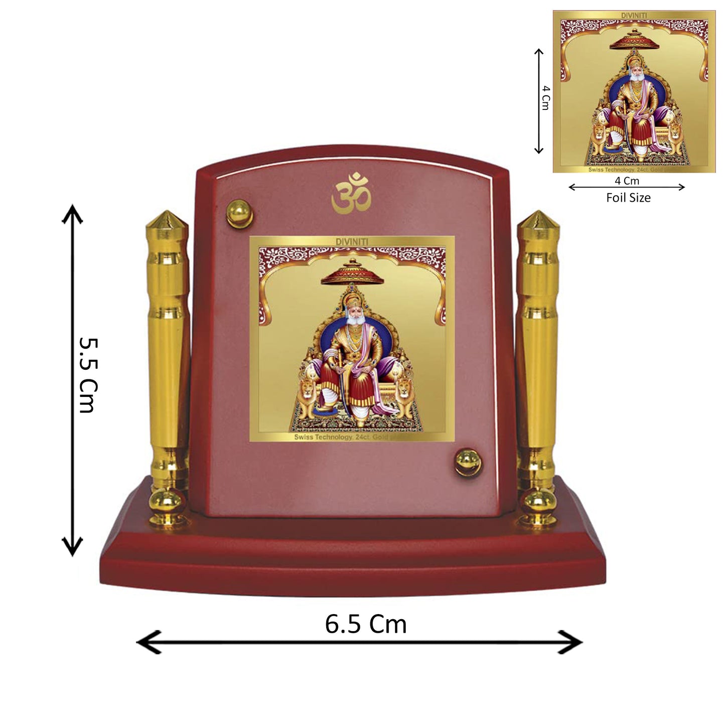 Diviniti 24K Gold Plated Agrasen Maharaj Photo Frame for Car Dashboard, Home Decor, Tabletop, Puja Room, Showpiece and Gift  MDF1BP+ (6.5x5.5 CM)