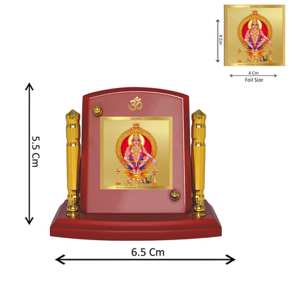 Diviniti 24K Gold Plated Ayyappan Ji Photo Frame for Car Dashboard, Home Decor, Tabletop, Puja Room, Showpiece and Gift  MDF1BP+ (6.5x5.5 CM)