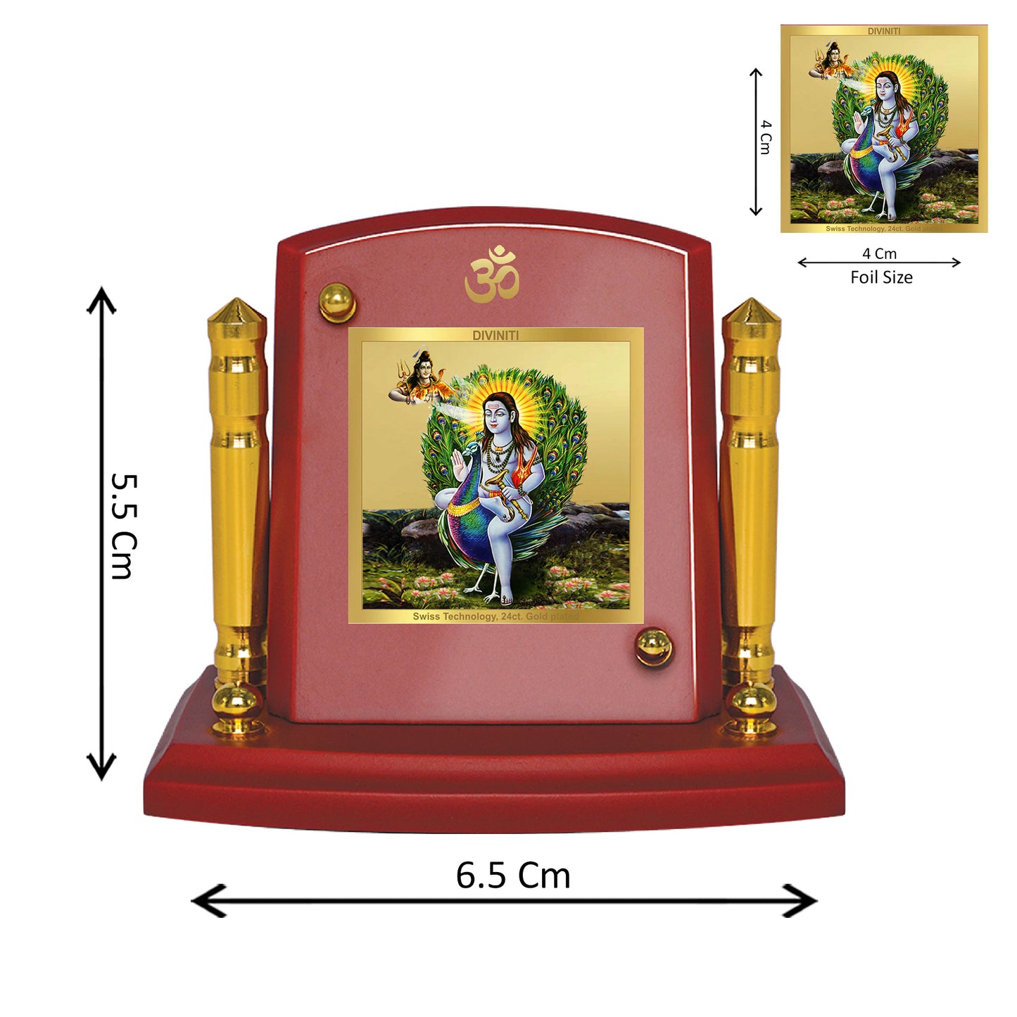 Diviniti 24K Gold Plated Baba Balaknath Photo Frame for Car Dashboard, Home Decor, Tabletop, Puja Room, Showpiece and Gift  MDF1BP+ (6.5x5.5 CM)