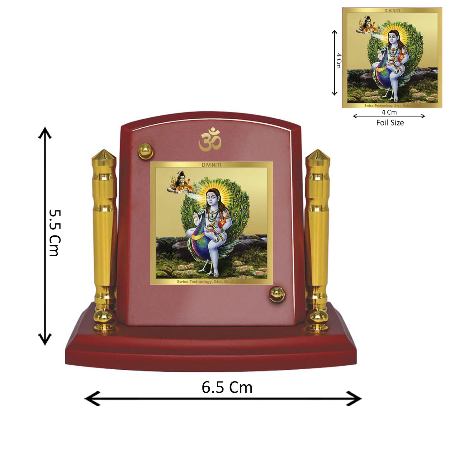 Diviniti 24K Gold Plated Baba Lok Nath Photo Frame for Car Dashboard, Home Decor, Tabletop, Puja Room, Showpiece and Gift  MDF1BP+ (6.5x5.5 CM)