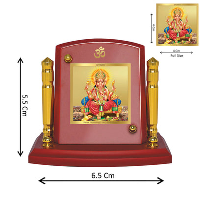 Diviniti 24K Gold Plated Ganesha Photo Frame for Car Dashboard, Home Decor, Tabletop, Puja Room, Showpiece and Gift  MDF1BP+ (6.5x5.5 CM)