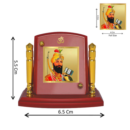 Diviniti 24K Gold Plated Guru Gobind Singh Photo Frame for Car Dashboard, Home Decor, Tabletop, Puja Room, Showpiece and Gift  MDF1BP+ (6.5x5.5 CM)