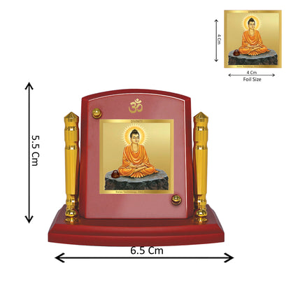 Diviniti 24K Gold Plated Gautama Buddha Photo Frame for Car Dashboard, Home Decor, Tabletop, Puja Room, Showpiece and Gift  MDF1BP+ (6.5x5.5 CM)