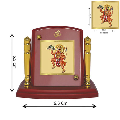 Diviniti 24K Gold Plated Hanuman Ji Photo Frame for Car Dashboard, Home Decor, Tabletop, Puja Room, Showpiece and Gift  MDF1BP+ (6.5x5.5 CM)