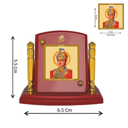 Diviniti 24K Gold Plated Guru Har Krishan Photo Frame for Car Dashboard, Home Decor, Tabletop, Puja Room, Showpiece and Gift  MDF1BP+ (6.5x5.5 CM)