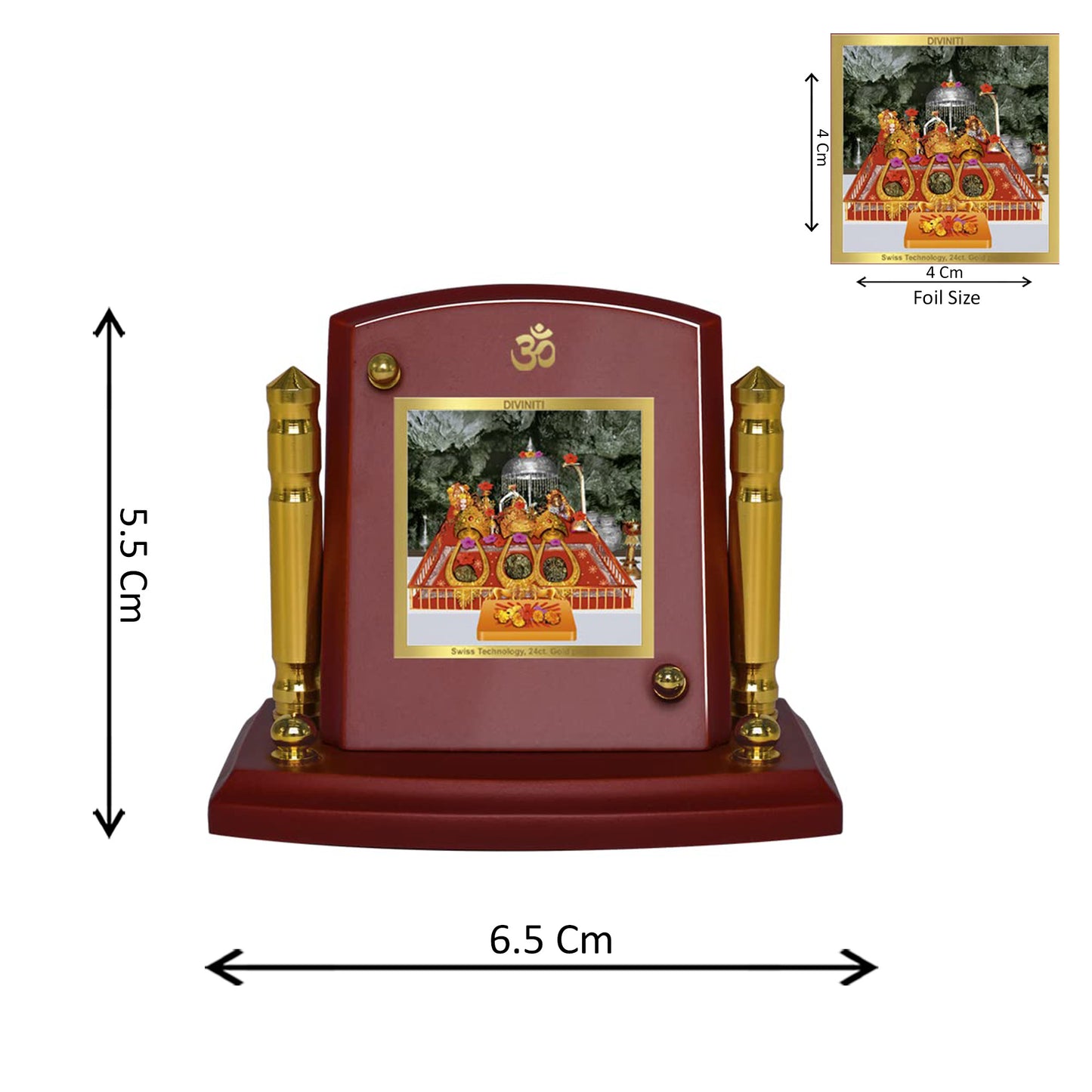 Diviniti 24K Gold Plated Mata Ka Darbar Photo Frame for Car Dashboard, Home Decor, Tabletop, Puja Room, Showpiece and Gift  MDF1BP+ (6.5x5.5 CM)