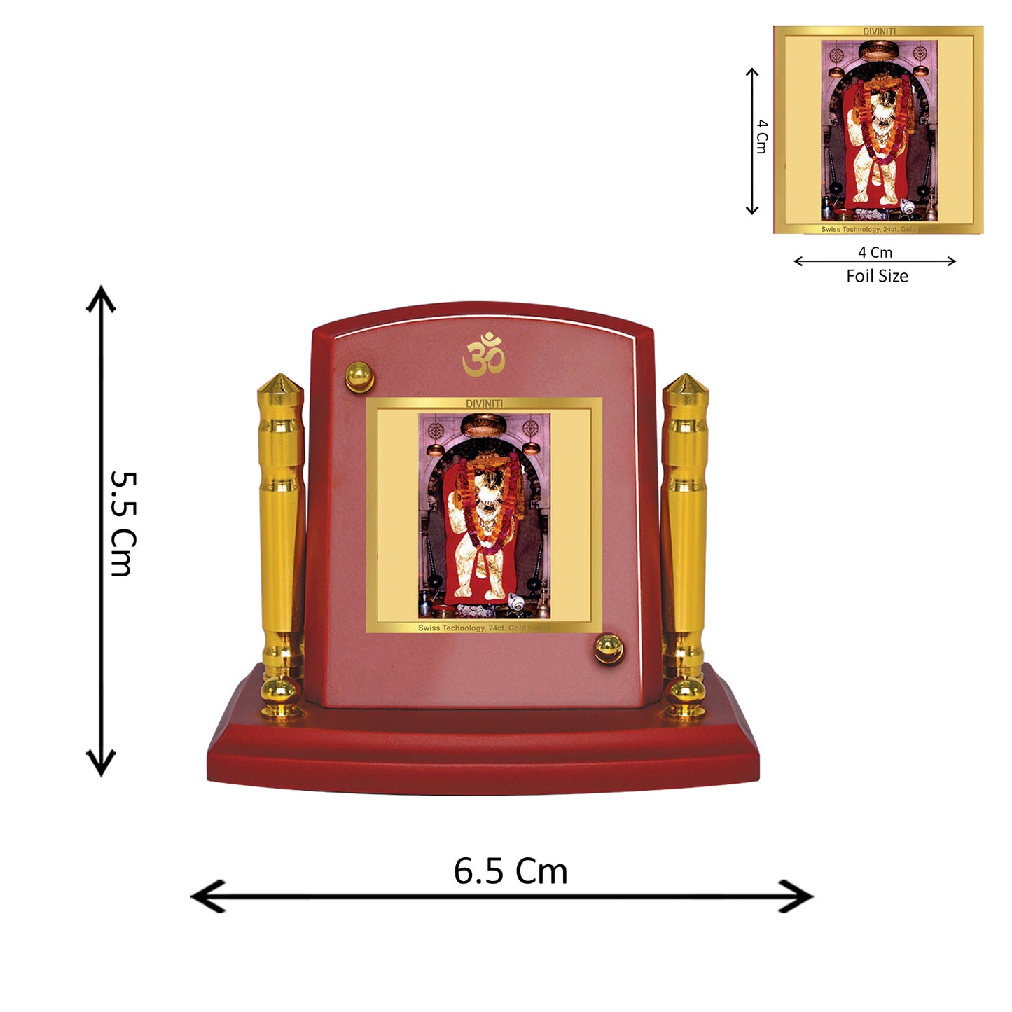 Diviniti 24K Gold Plated Mehandipur Balaji Photo Frame for Car Dashboard, Home Decor, Tabletop, Puja Room, Showpiece and Gift  MDF1BP+ (6.5x5.5 CM)