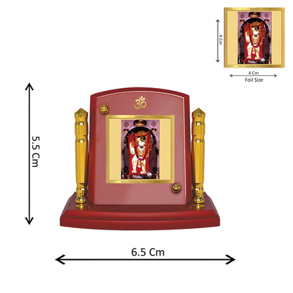 Diviniti 24K Gold Plated Mehandipur Balaji Photo Frame for Car Dashboard, Home Decor, Tabletop, Puja Room, Showpiece and Gift  MDF1BP+ (6.5x5.5 CM)