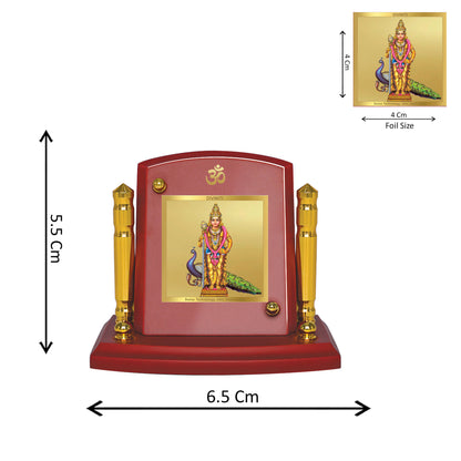 Diviniti 24K Gold Plated Murugan Photo Frame for Car Dashboard, Home Decor, Tabletop, Puja Room, Showpiece and Gift  MDF1BP+ (6.5x5.5 CM)