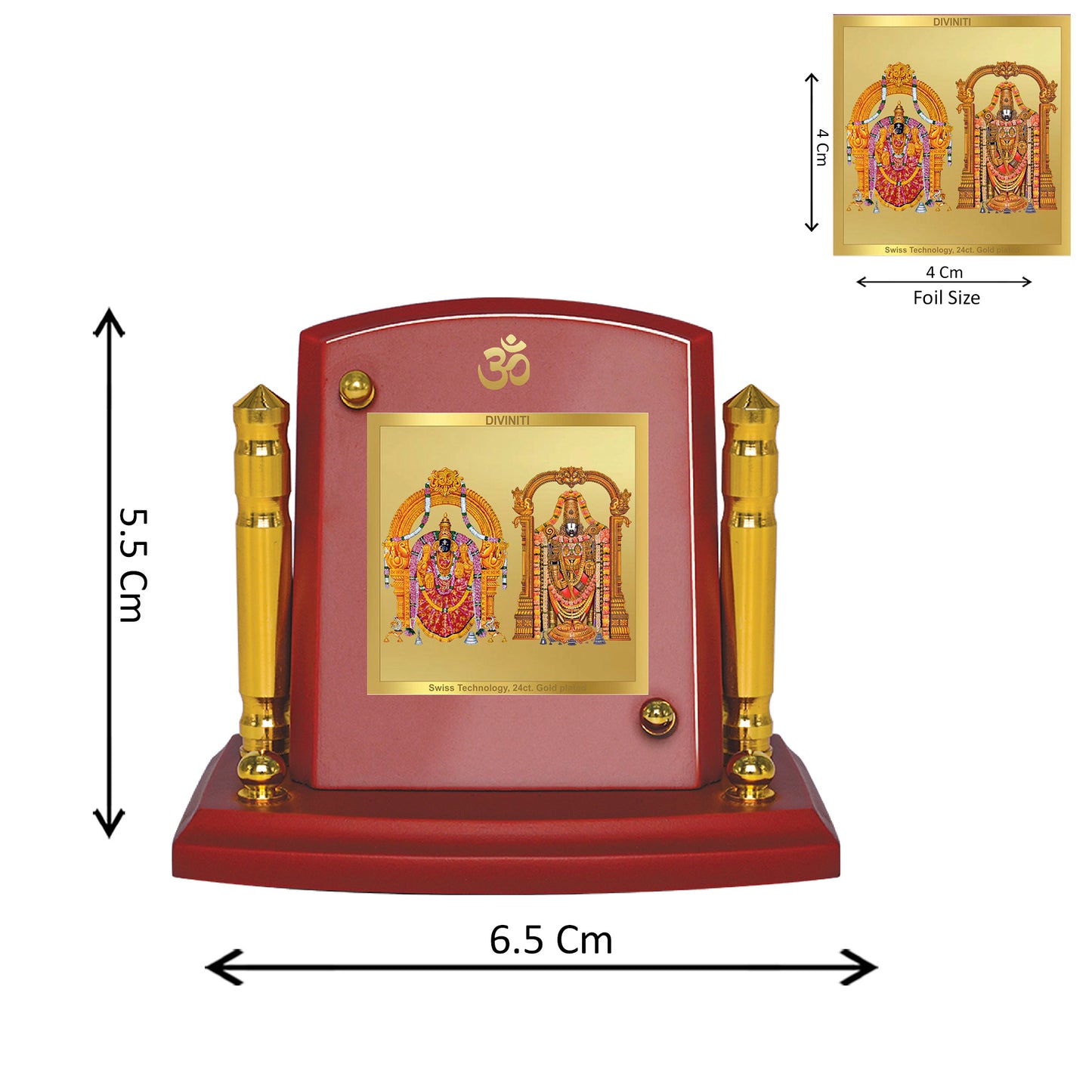 Diviniti 24K Gold Plated Padmavathi Balaji Photo Frame for Car Dashboard, Home Decor, Tabletop, Puja Room, Showpiece and Gift  MDF1BP+ (6.5x5.5 CM)