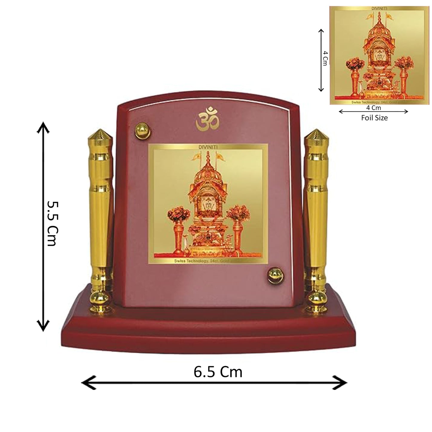 Diviniti 24K Gold Plated Rani Sati Photo Frame for Car Dashboard, Home Decor, Tabletop, Puja Room, Showpiece and Gift  MDF1BP+ (6.5x5.5 CM)