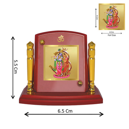 Diviniti 24K Gold Plated Radha Krishna Photo Frame for Car Dashboard, Home Decor, Tabletop, Puja Room, Showpiece and Gift  MDF1BP+ (6.5x5.5 CM)