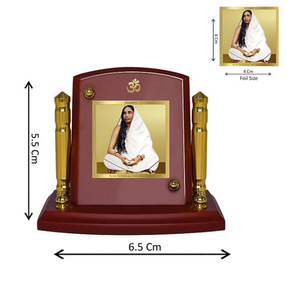 Diviniti 24K Gold Plated Sharda Mata Photo Frame for Car Dashboard, Home Decor, Tabletop, Puja Room, Showpiece and Gift  MDF1BP+ (6.5x5.5 CM)