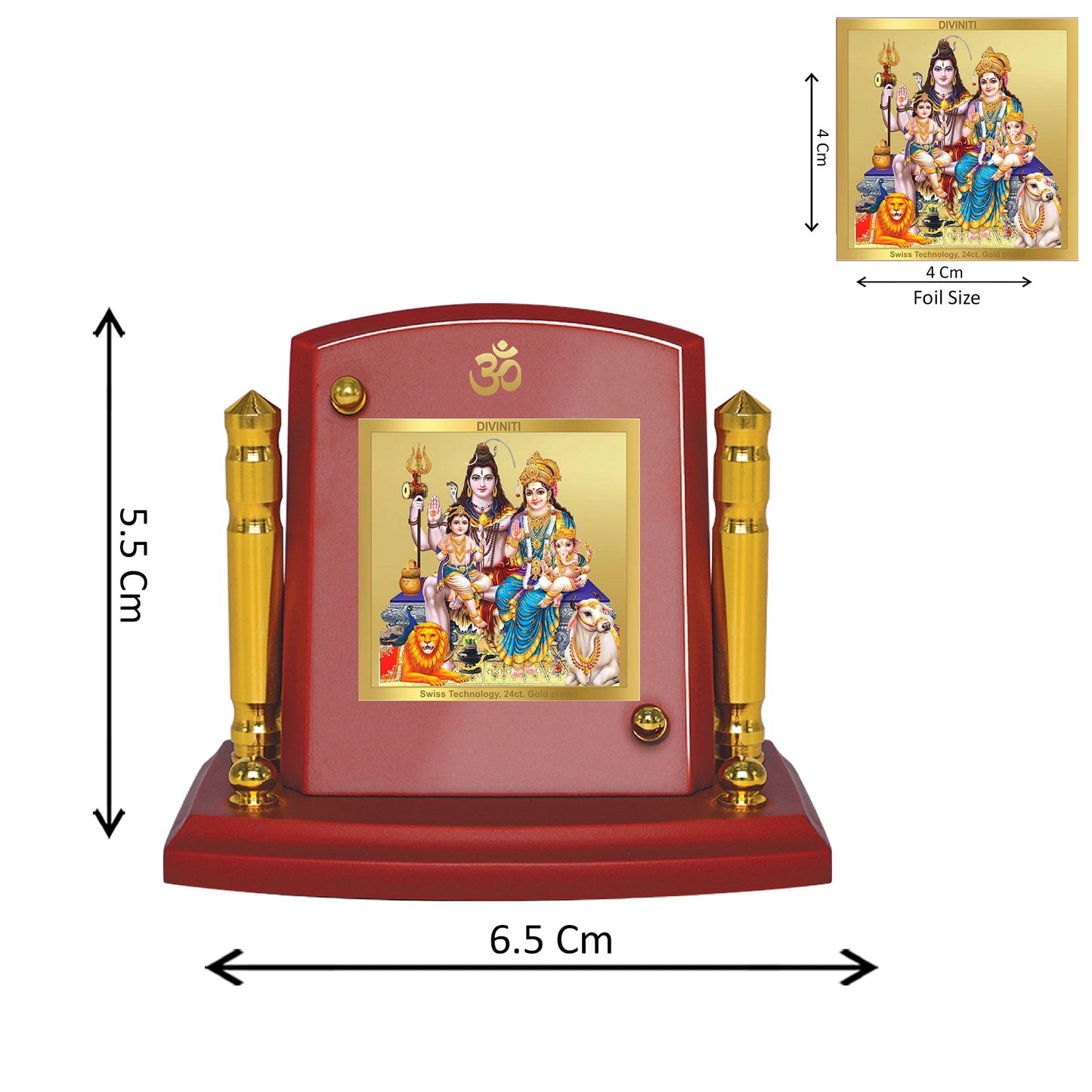 Diviniti 24K Gold Plated Shiva Parvati Photo Frame for Car Dashboard, Home Decor, Tabletop, Puja Room, Showpiece and Gift  MDF1BP+ (6.5x5.5 CM)