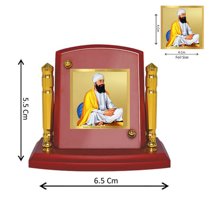 Diviniti 24K Gold Plated Guru Teg Bahadur Ji Photo Frame for Car Dashboard, Home Decor, Tabletop, Puja Room, Showpiece and Gift  MDF1BP+ (6.5x5.5 CM)