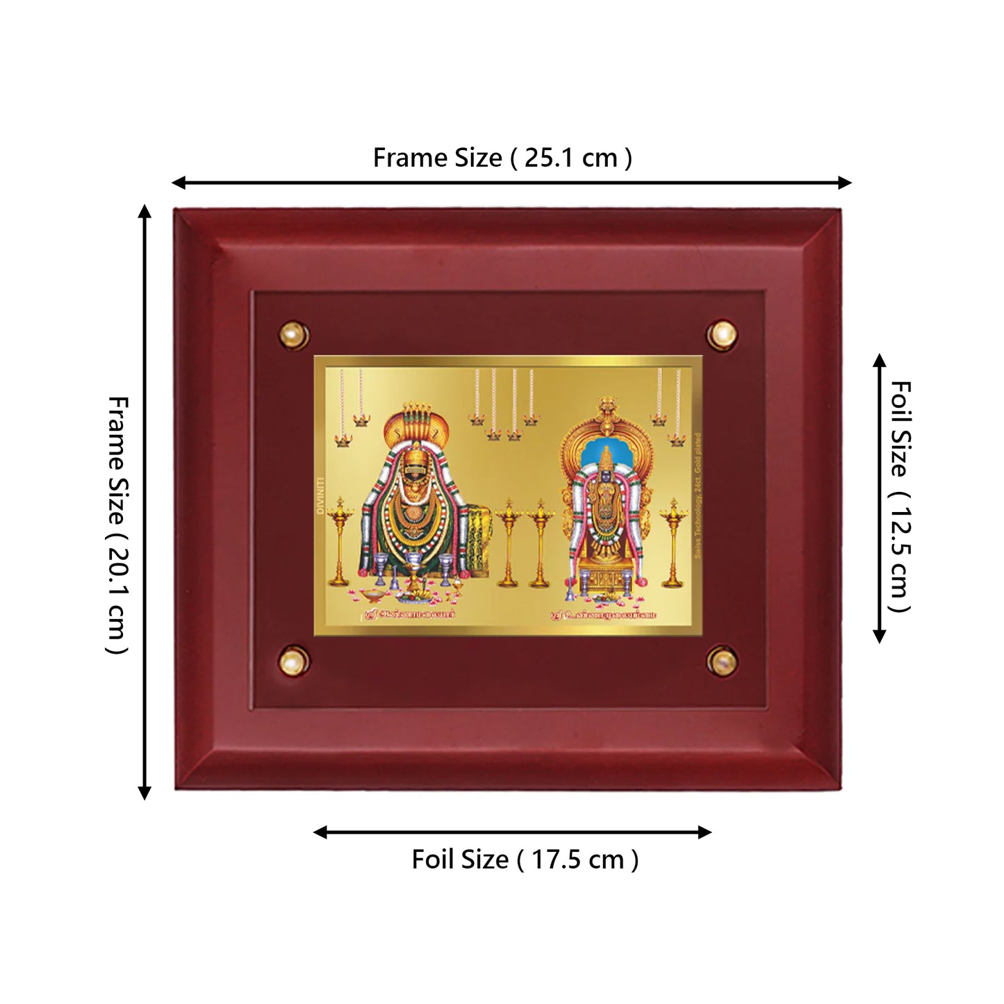 DIVINITI 24K Gold Plated Unnamalai Annamalai Wall Photo Frame Wooden Wall Frame With Foil Religious Photo Frame Idol For Prayer, Gifts Items MDF S2.5 (25.1X20.1 CM)