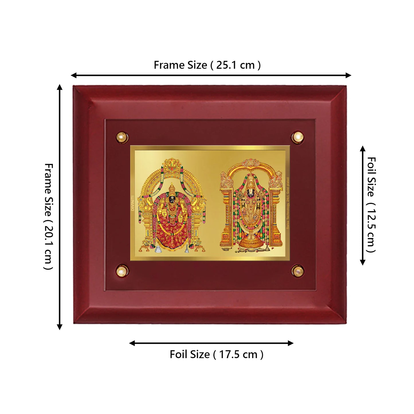 DIVINITI 24K Gold Plated Padmavati Balaji Wall Photo Frame Wooden Wall Frame With Foil Religious Photo Frame Idol For Prayer, Gifts Items MDF S2.5 (25.1X20.1 CM)