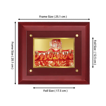 DIVINITI 24K Gold Plated Shoolini Mata Wall Photo Frame Wooden Wall Frame With Foil Religious Photo Frame Idol For Prayer, Gifts Items MDF S2.5 (25.1X20.1 CM)