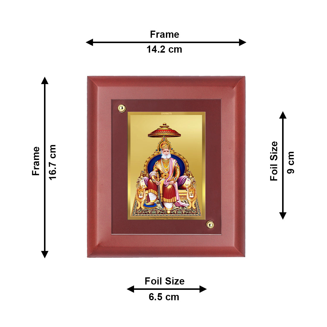 DIVINITI 24K Gold Plated Foil Agrasain Maharaj Wall Photo Frame Idol for Home Decor Showpiece, Table, Puja Room, Luxury Gift|MDF Size 1 (16.7x14.2 CM)